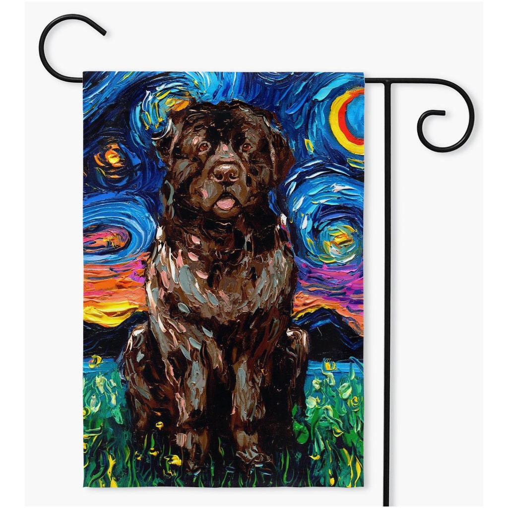 Brown Newfoundland Starry Night Yard Flags