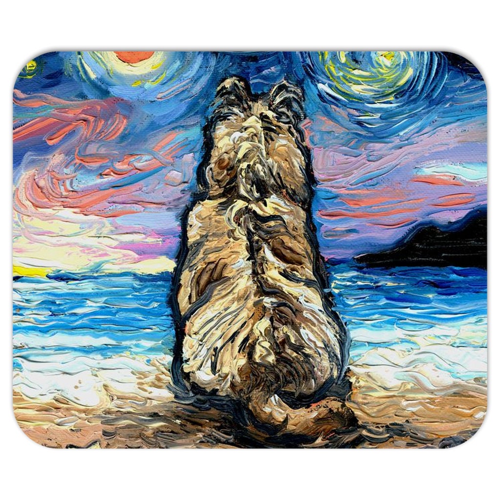 Mousepad Cairn Terrier At The Beach Starry Night Dog Computer Desk Accessories Home Office Decor Mouse Pad 7.75x9.25 Inches