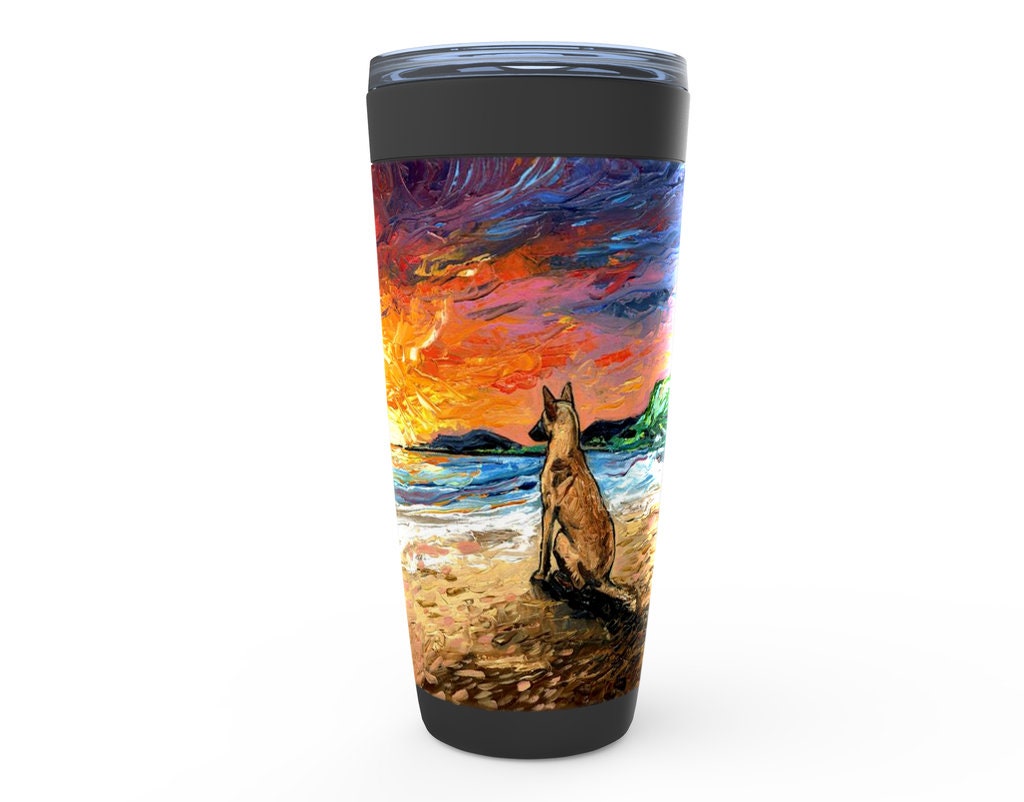 Beach Days Belgian Malinois Shepherd Dog Viking Tumbler Insulated Stainless Steel Drinkware Art By Aja Travel Mug