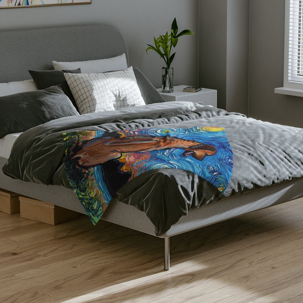 Velveteen Minky Blanket Rhodesian Ridgeback Starry Night Dog Throw