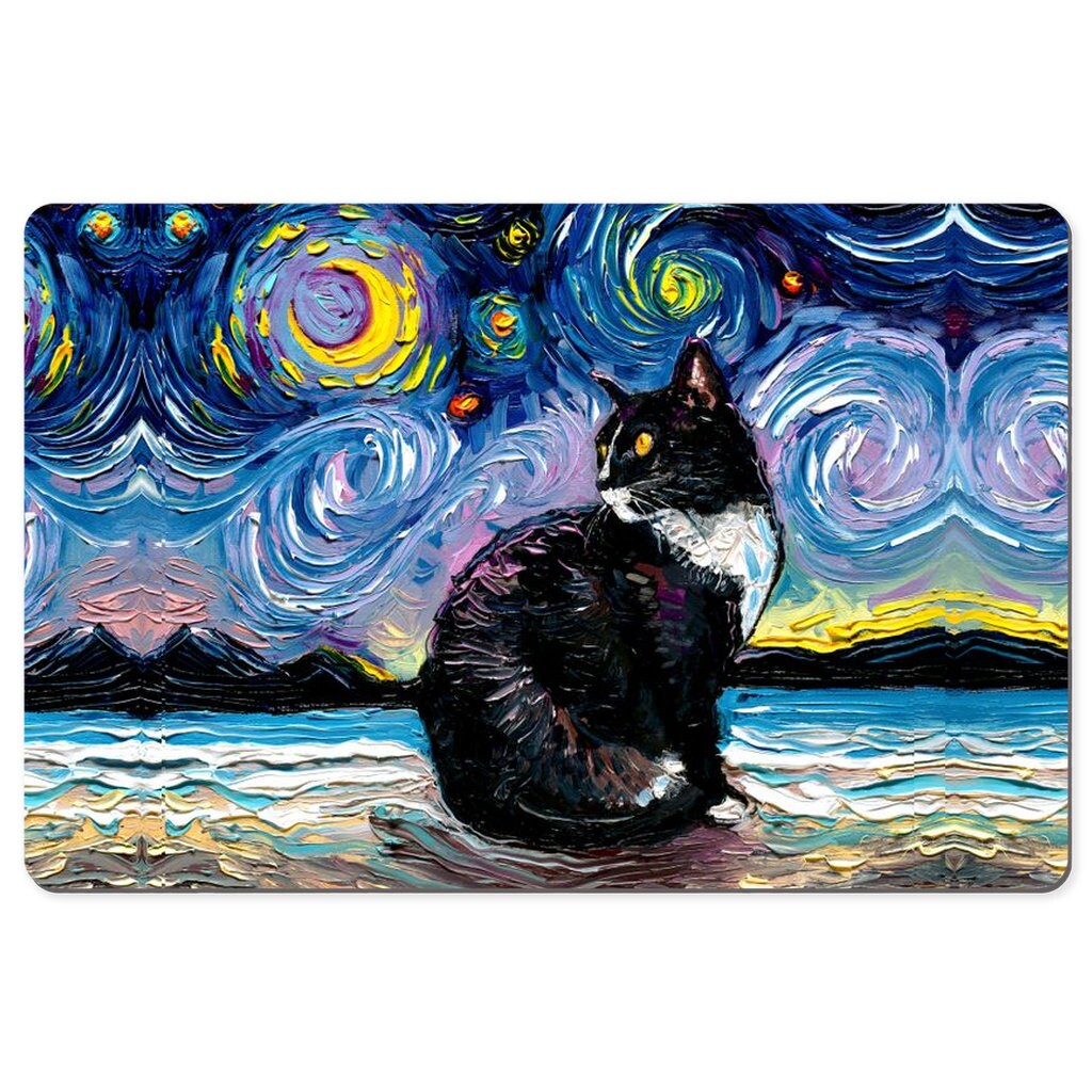 Desk Mats Yellow Eye White Nose Tuxedo Cat On The Beach Art By Aja Mouse Pad Gaming Keyboard Mat 3 Sizes To Choose From