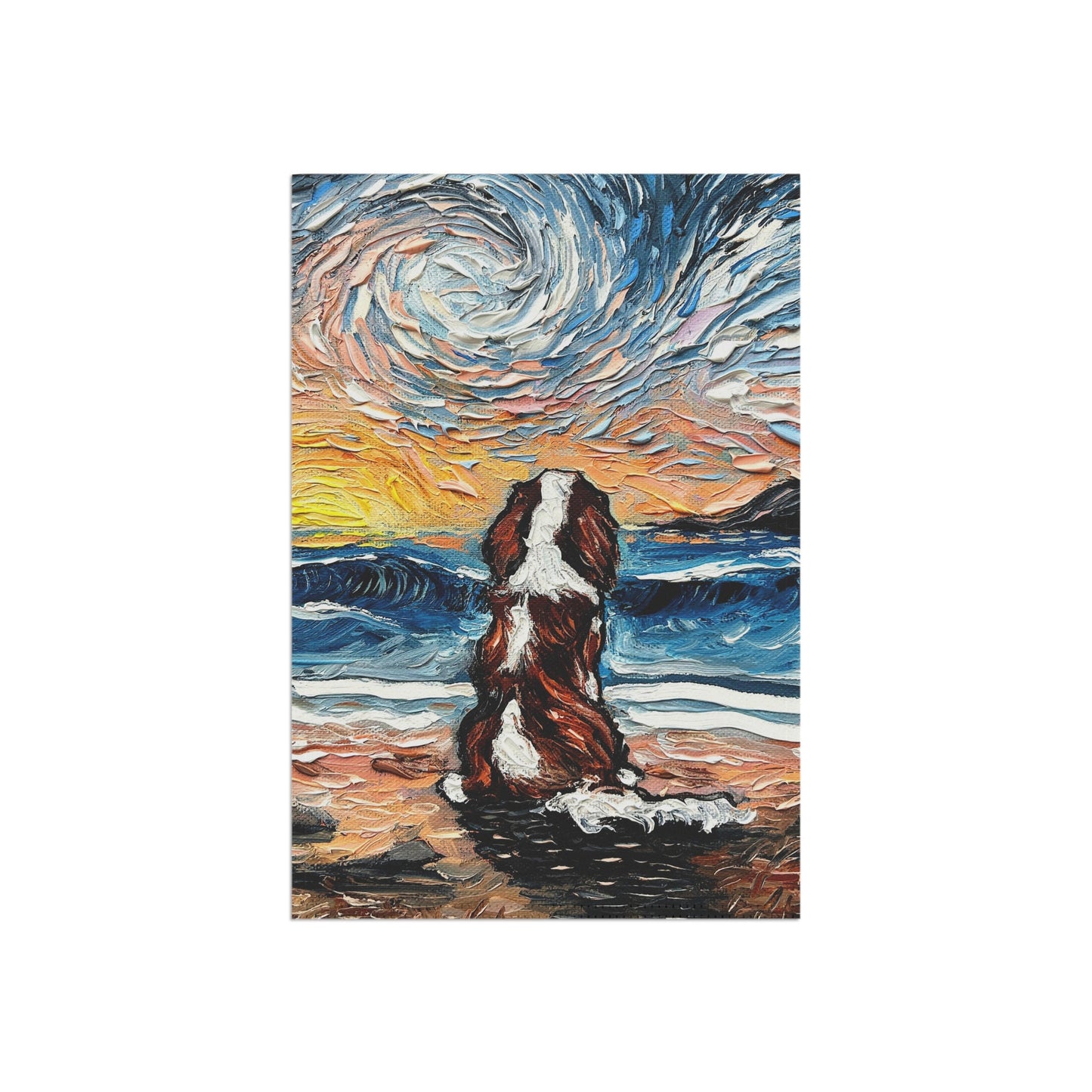 Blenheim Spaniel Dog Starry Night Yard Flags