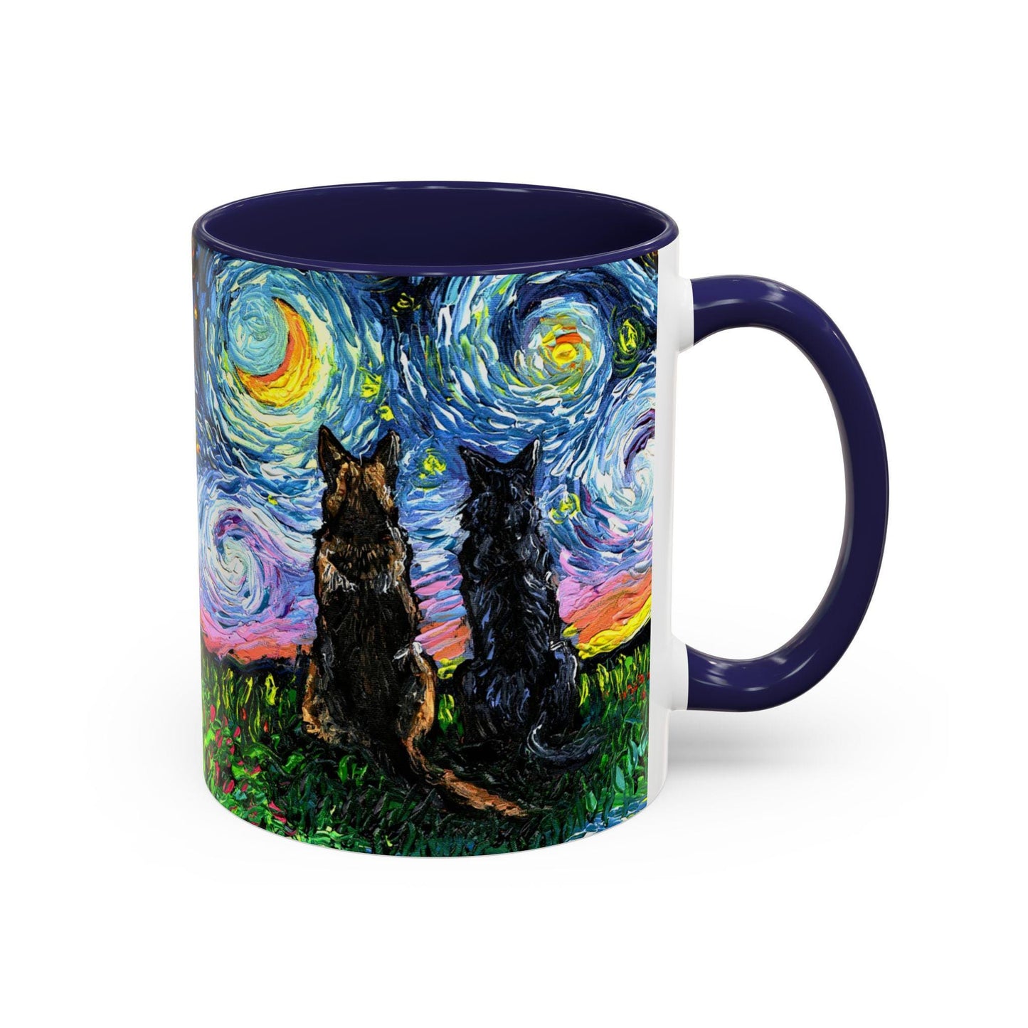 Best Friends Dog Coffee Mug Starry Night Artistic Ceramic Mug, Gift for Dog Lovers, Unique Tea Mug, Pet Lovers Gift Colorful Cocoa Mug