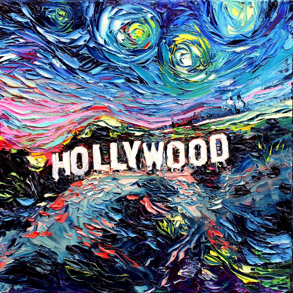 van Gogh Never Saw Hollywood Art Giclee print reproduction by Aja 8x8 10x10 12x12 20x20 and 24x24 inches choose your size
