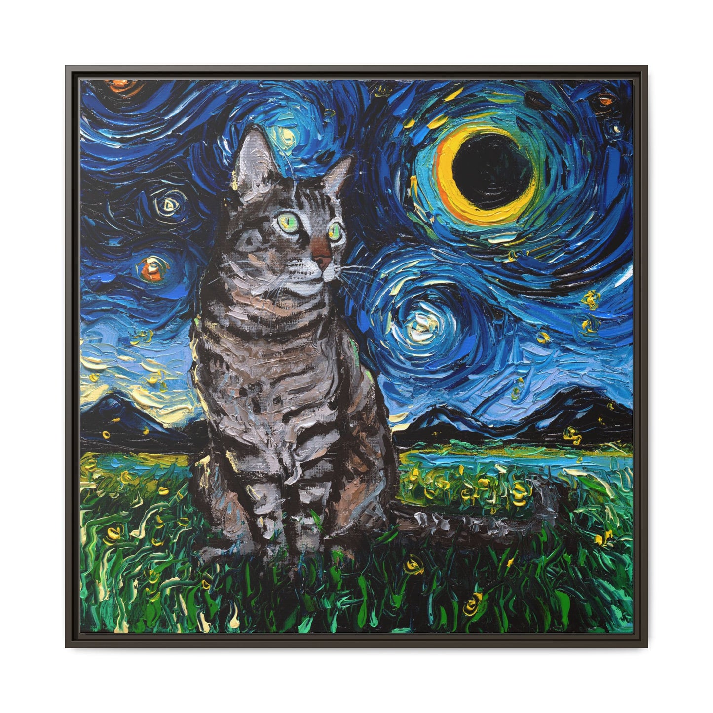 "Tabby Night" Framed Canvas Wall Art