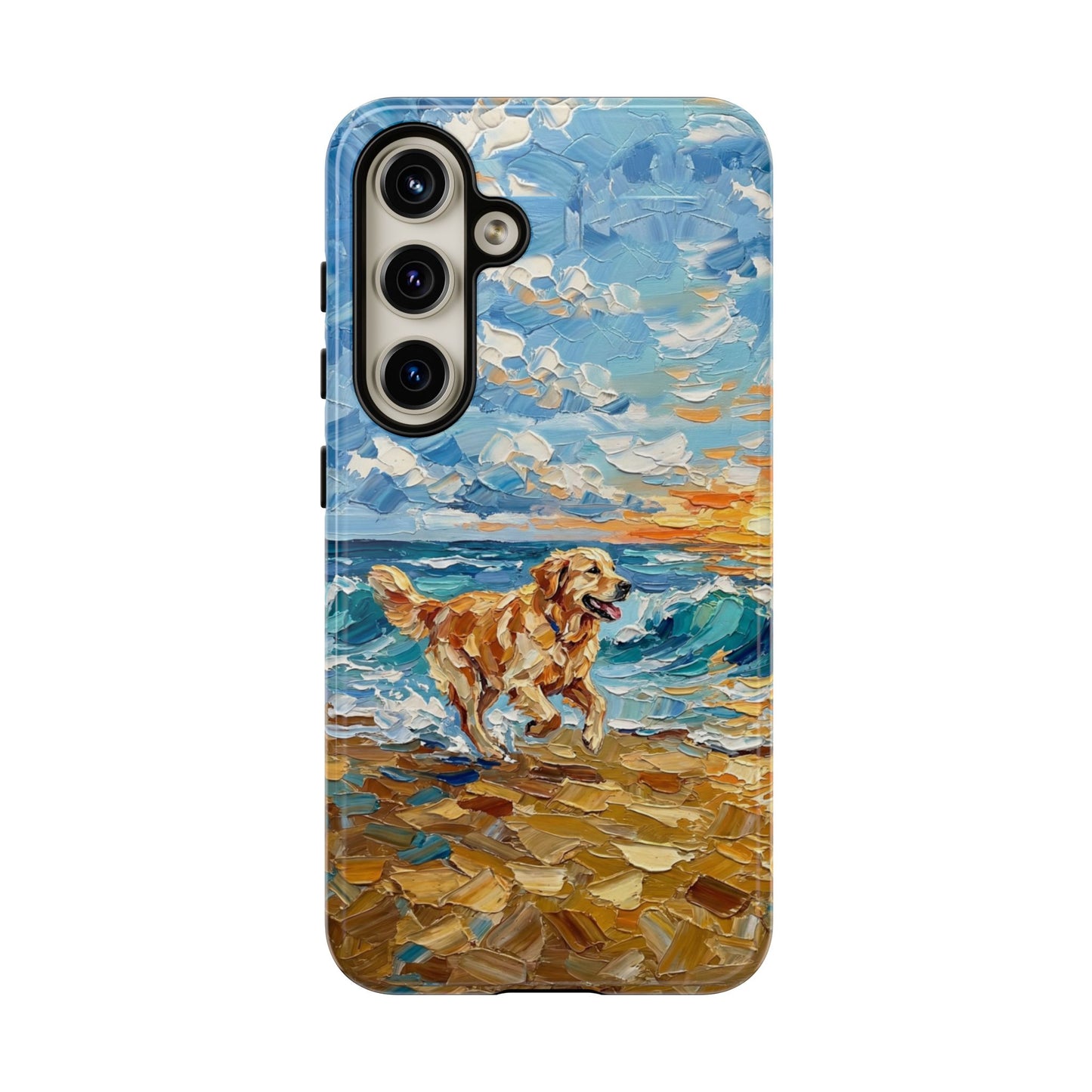Golden Retriever Running on the Beach Art Phone Case