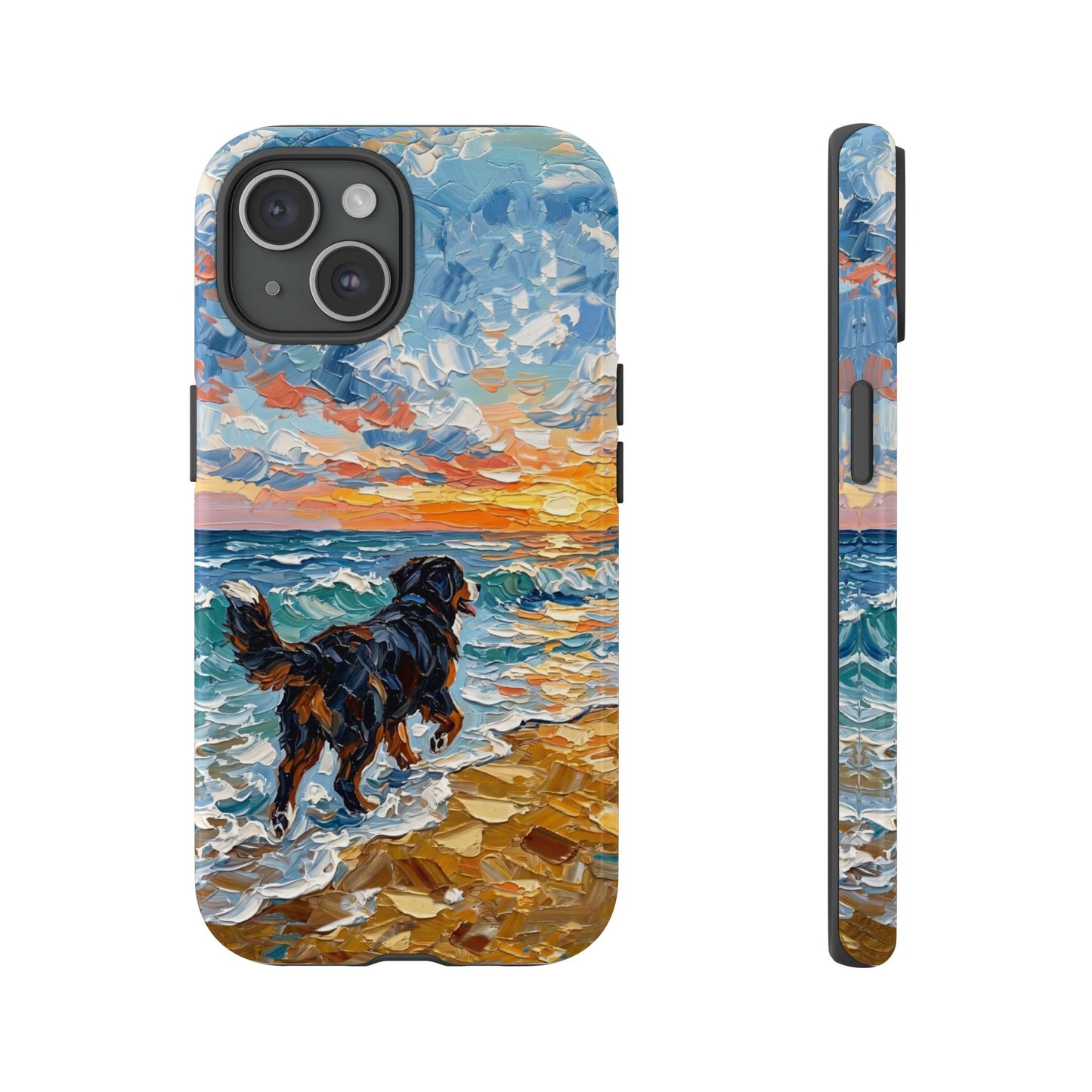 Bernese Mountain Dog Running on the Beach Art Phone Case