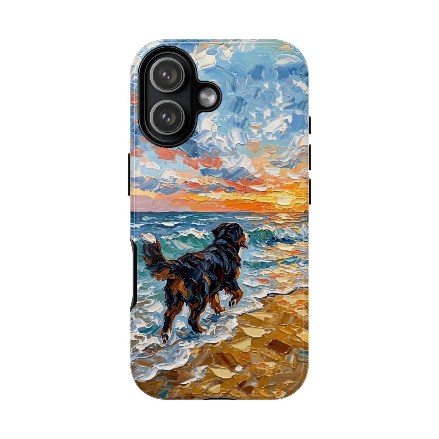 Bernese Mountain Dog Running on the Beach Art Phone Case