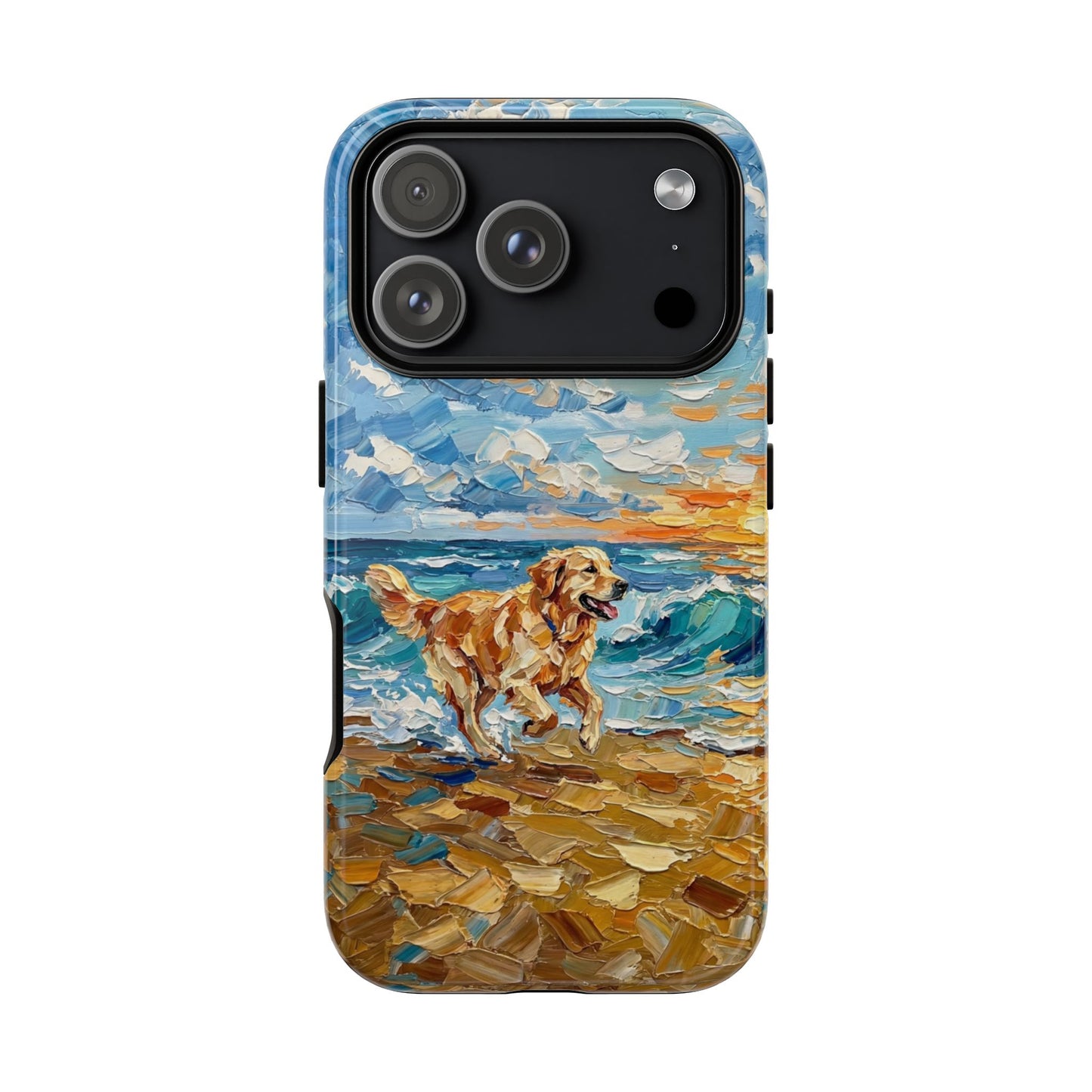 Golden Retriever Running on the Beach Art Phone Case