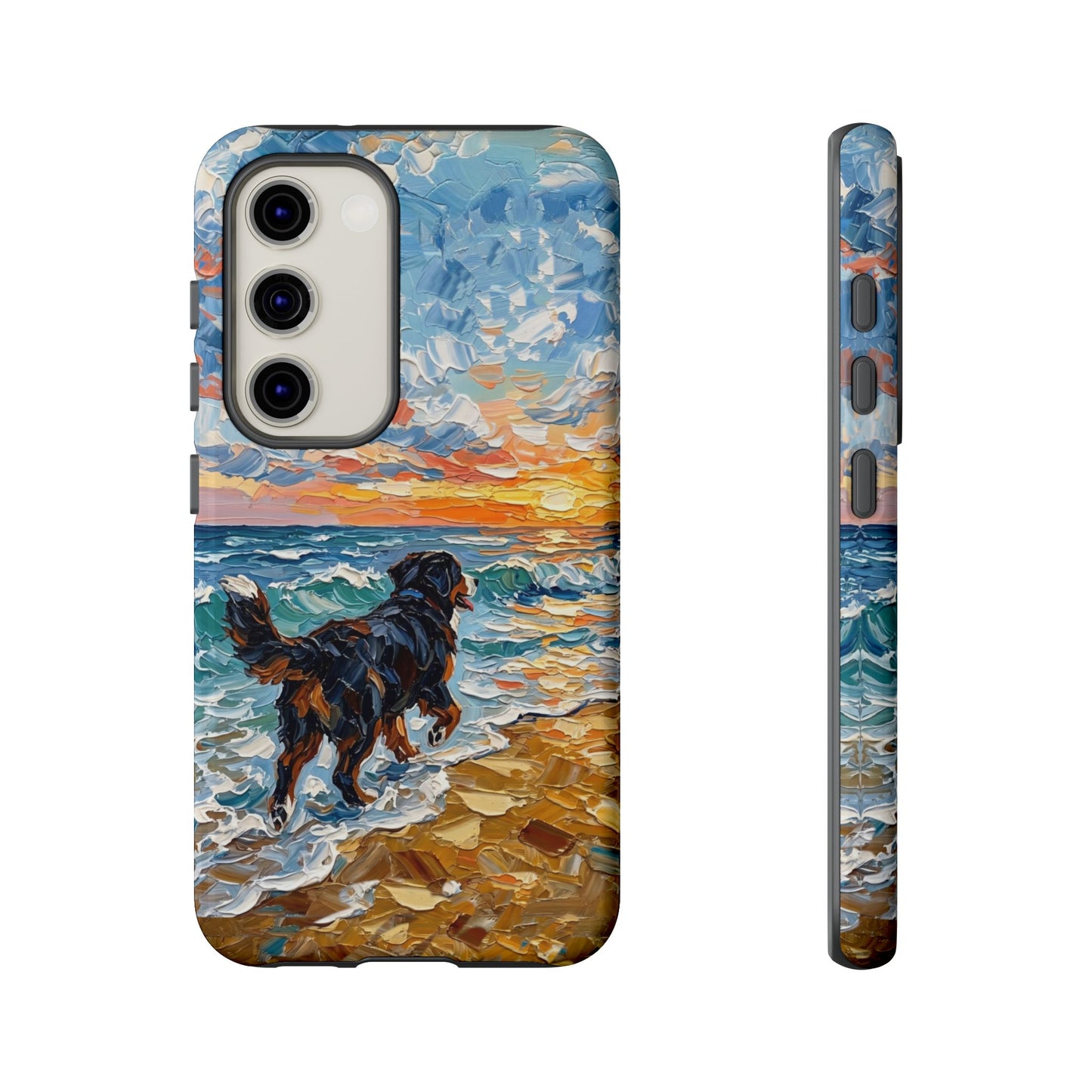 Bernese Mountain Dog Running on the Beach Art Phone Case