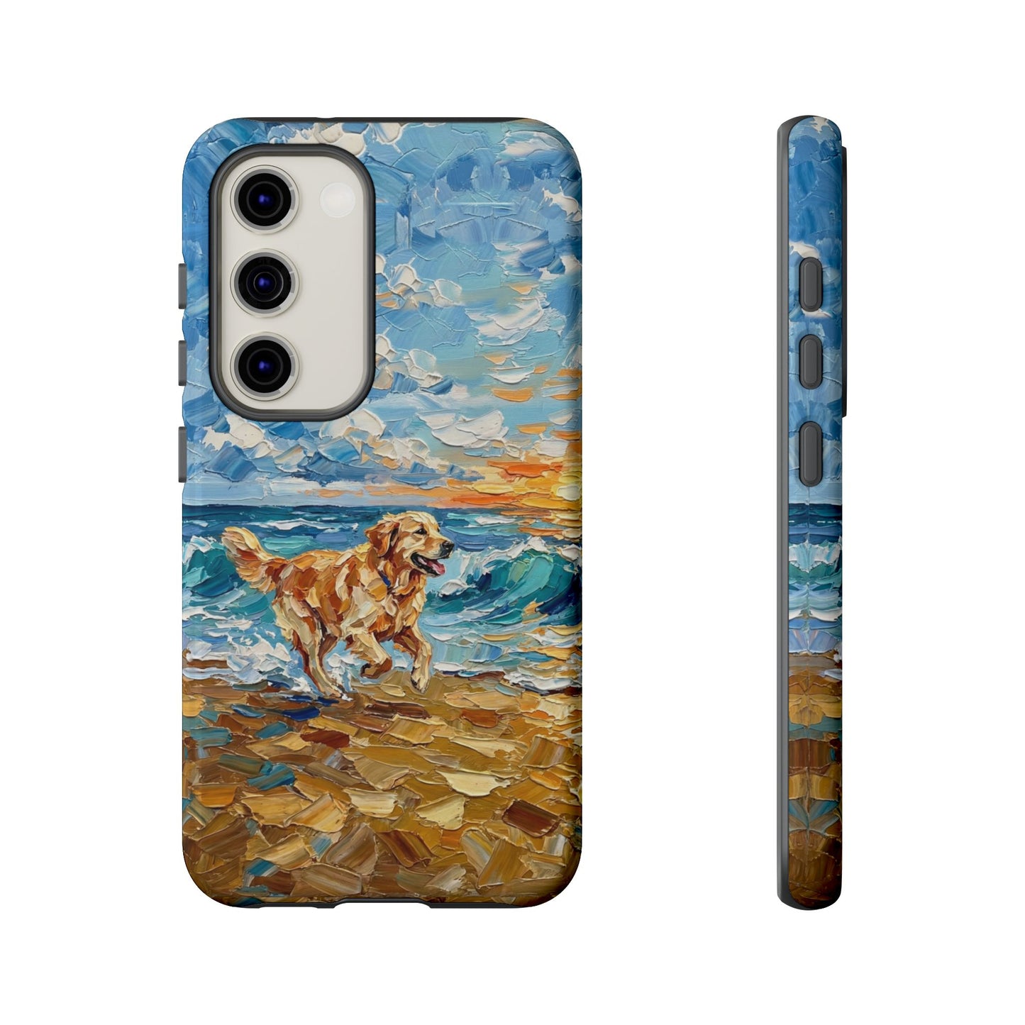 Golden Retriever Running on the Beach Art Phone Case