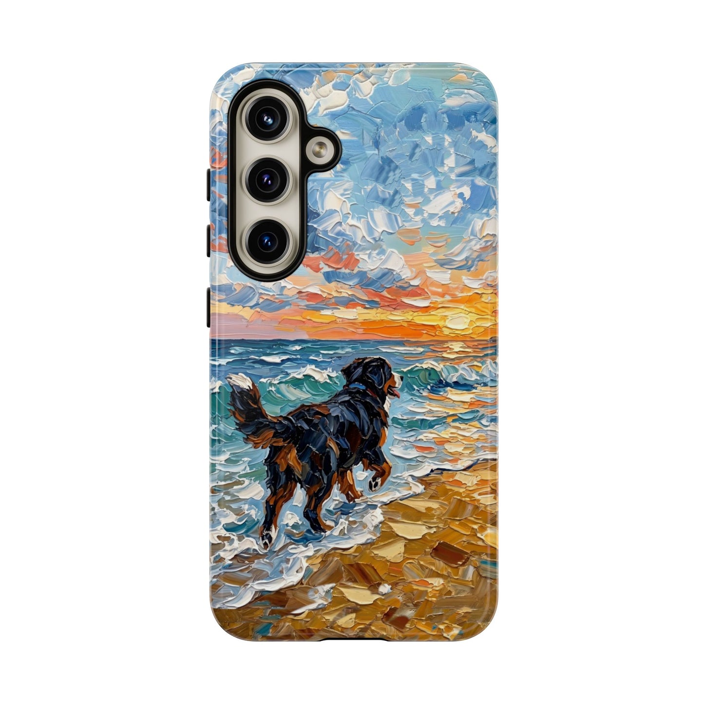 Bernese Mountain Dog Running on the Beach Art Phone Case