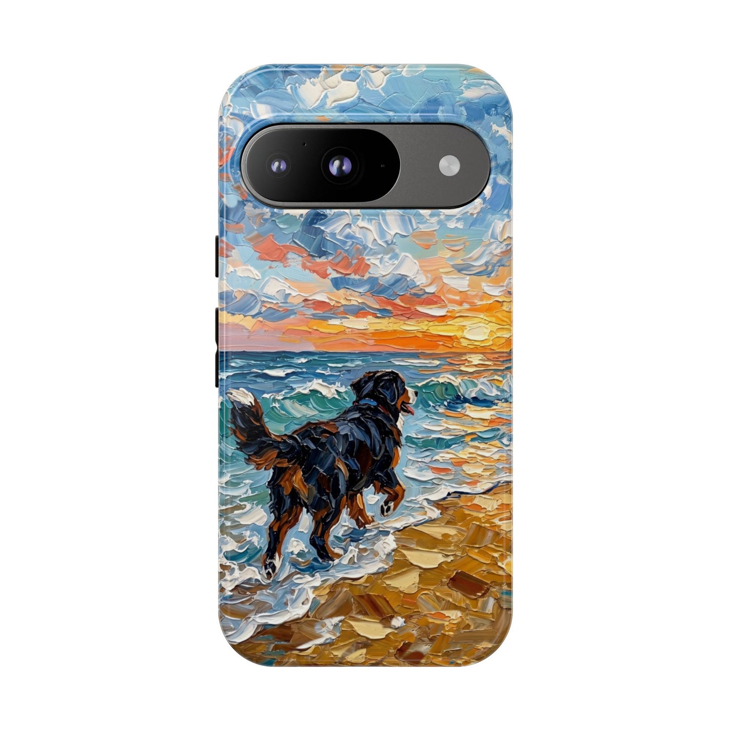 Bernese Mountain Dog Running on the Beach Art Phone Case