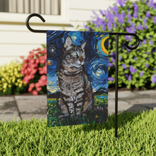 Load image into Gallery viewer, Starry Night Gray Tabby Cat Garden and House Flags

