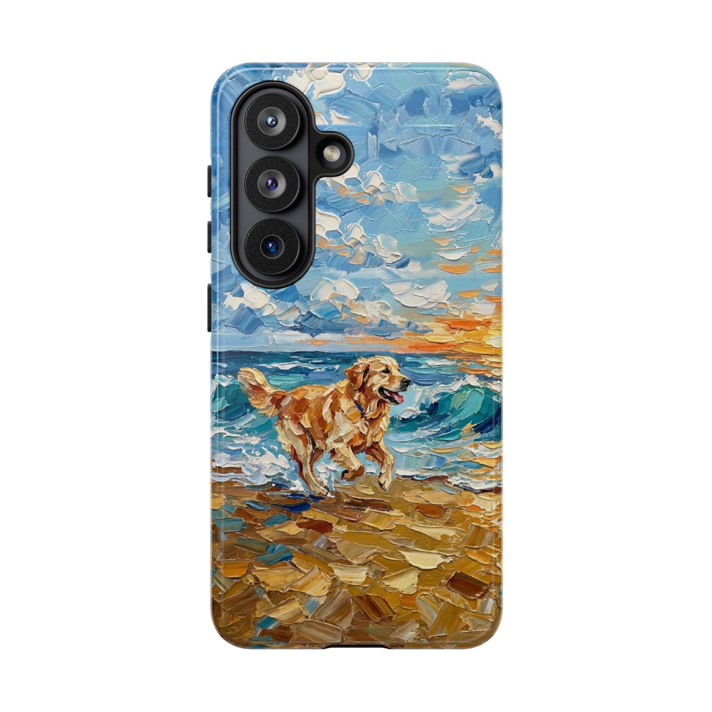 Golden Retriever Running on the Beach Art Phone Case