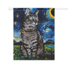 Load image into Gallery viewer, Starry Night Gray Tabby Cat Garden and House Flags
