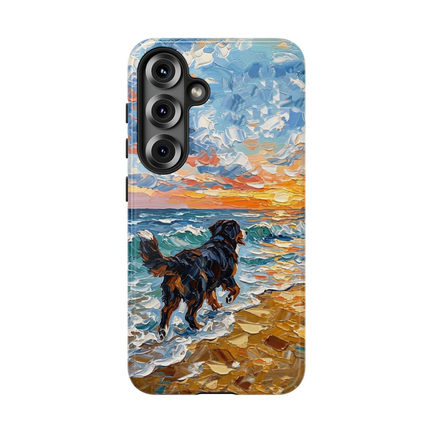 Bernese Mountain Dog Running on the Beach Art Phone Case