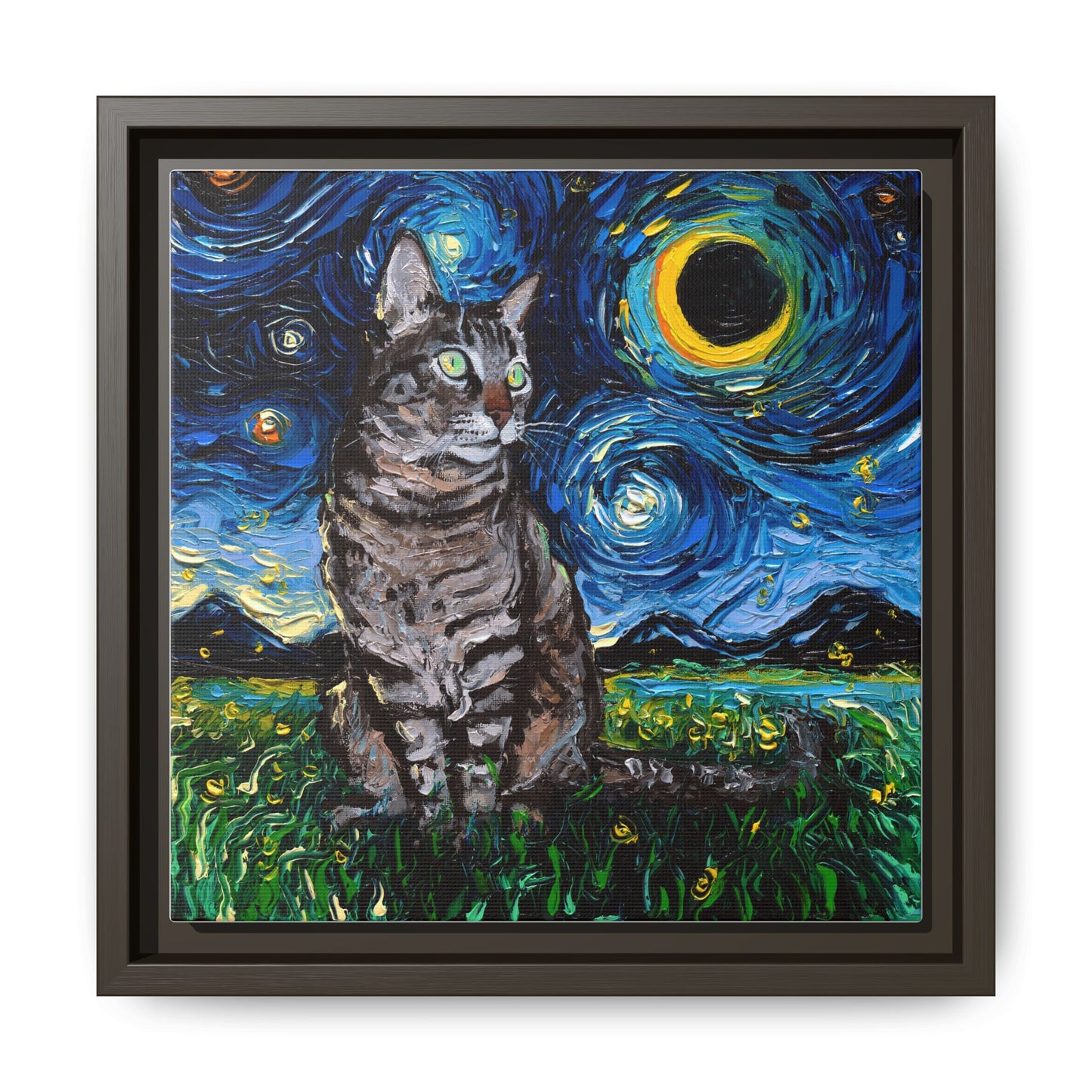 "Tabby Night" Framed Canvas Wall Art