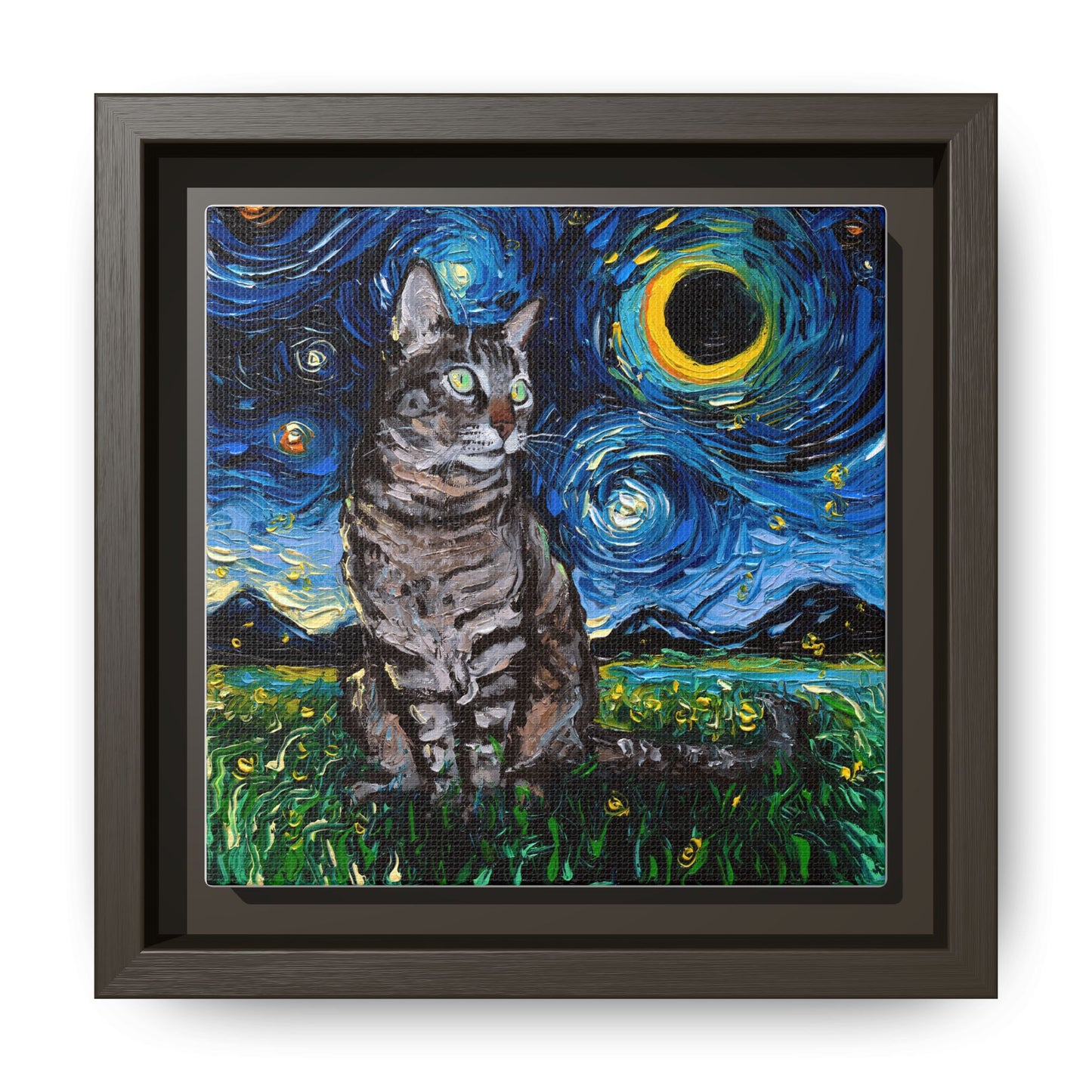 "Tabby Night" Framed Canvas Wall Art