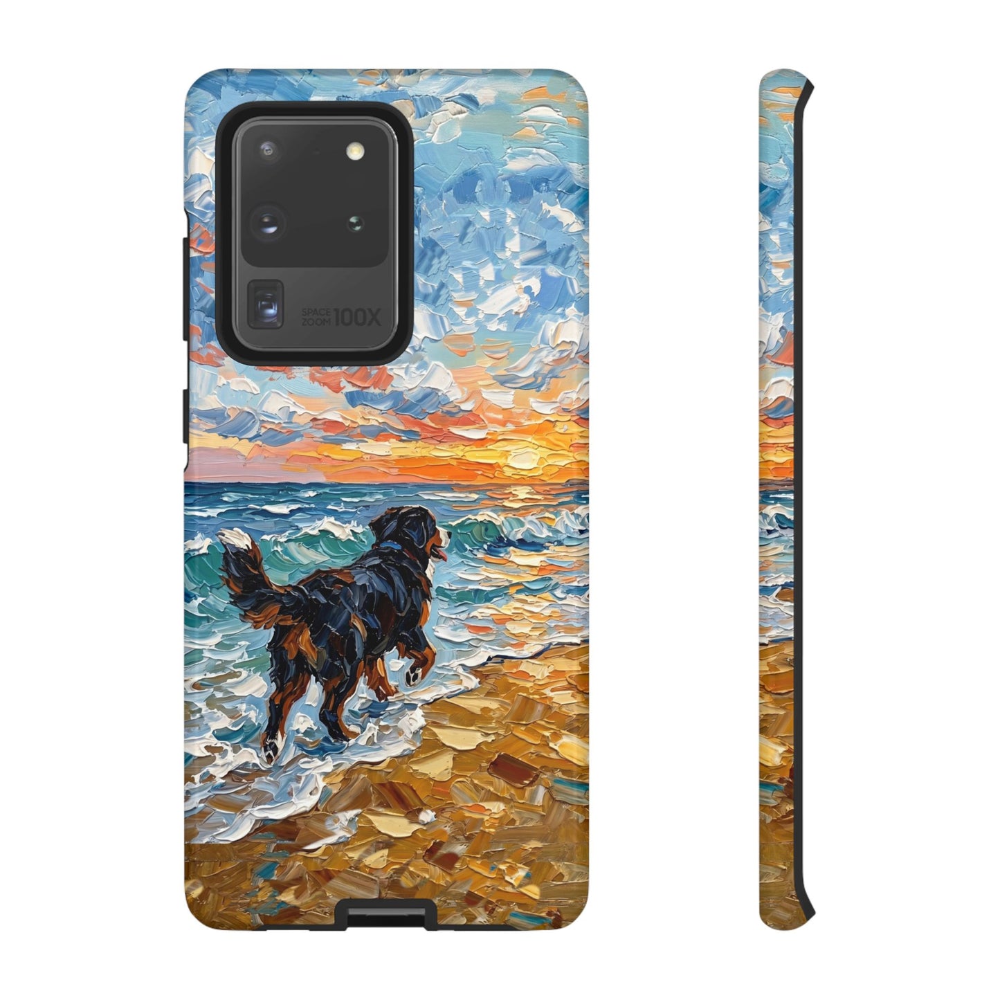 Bernese Mountain Dog Running on the Beach Art Phone Case