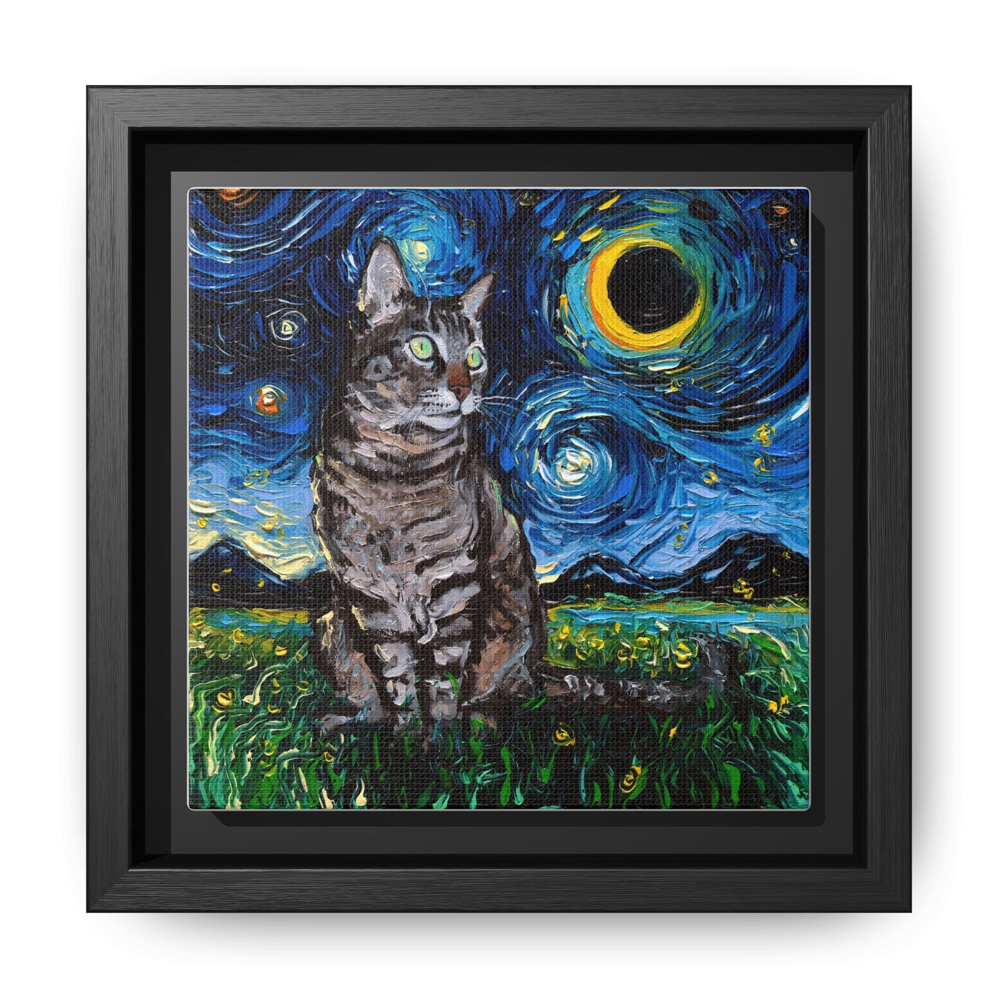 "Tabby Night" Framed Canvas Wall Art