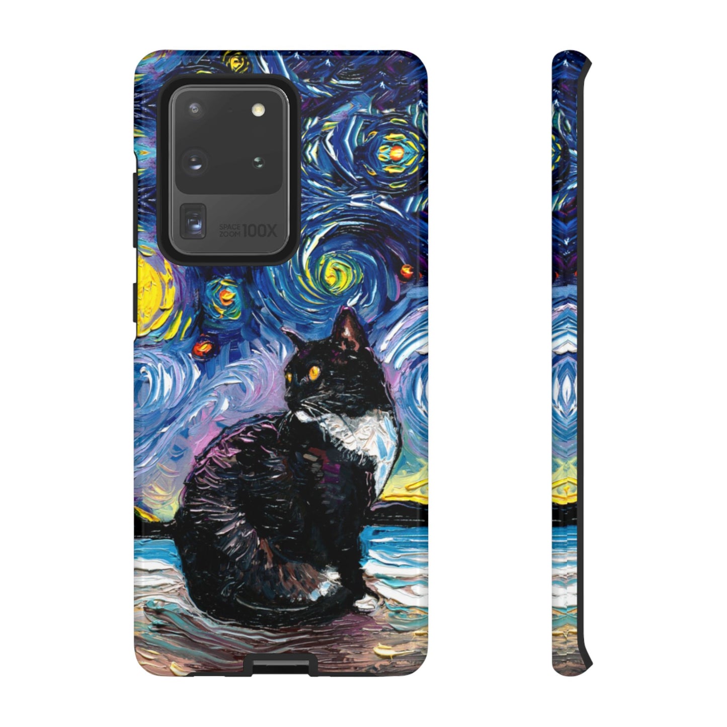 Tuxedo Cat Starry Night Art Phone Case