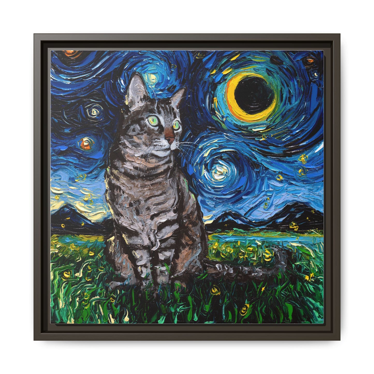 "Tabby Night" Framed Canvas Wall Art