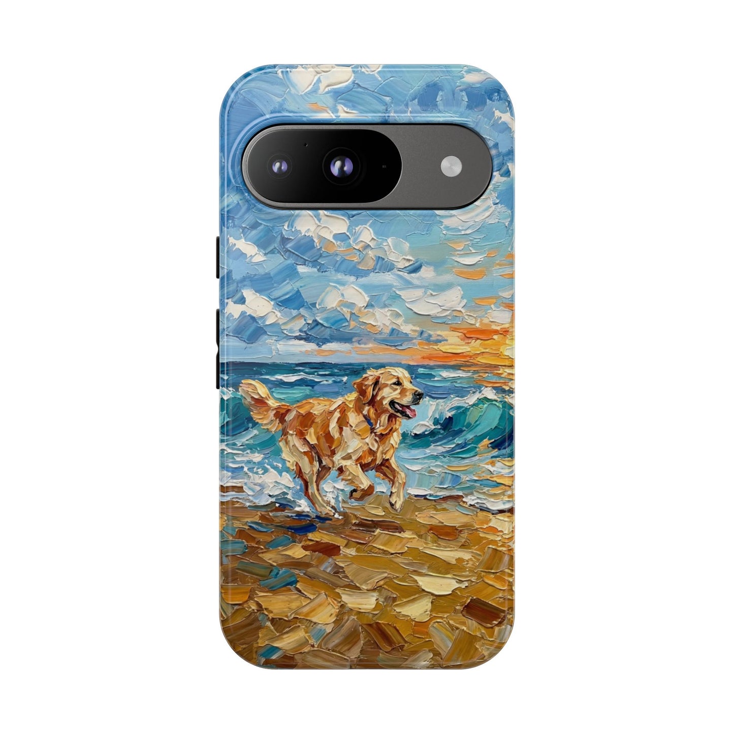 Golden Retriever Running on the Beach Art Phone Case