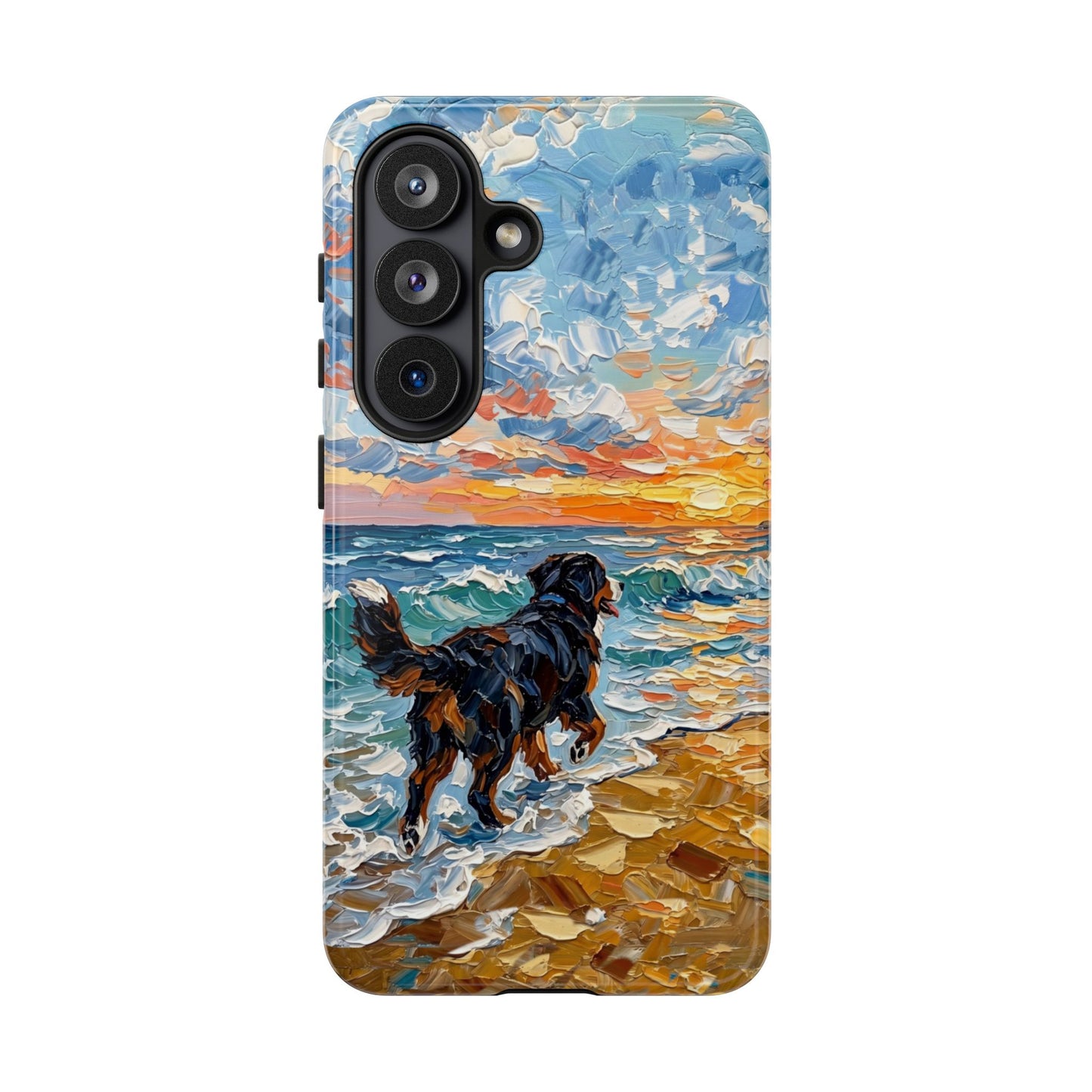 Bernese Mountain Dog Running on the Beach Art Phone Case