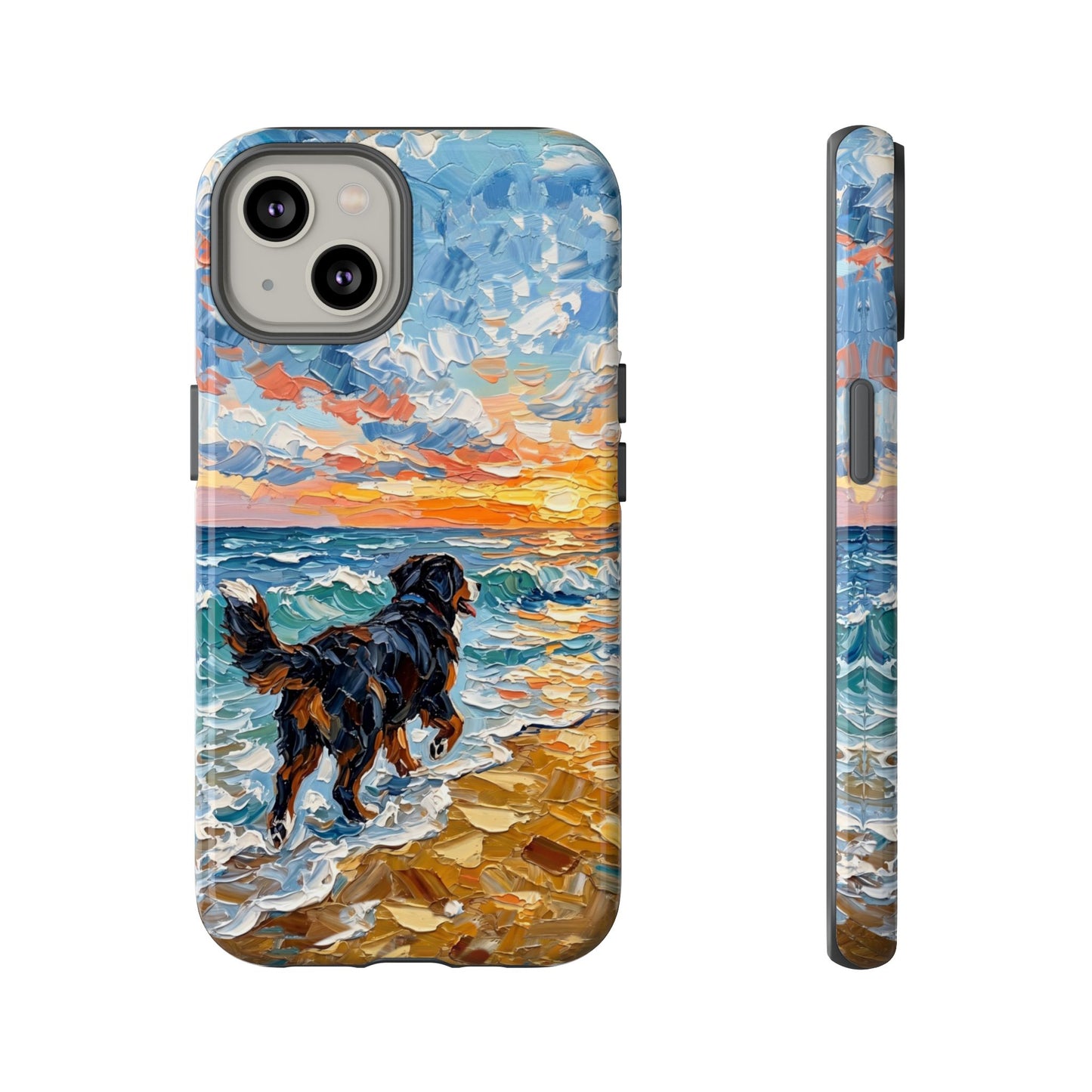Bernese Mountain Dog Running on the Beach Art Phone Case