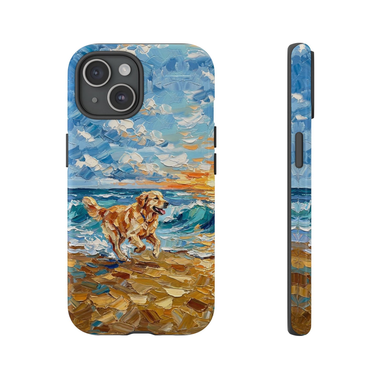 Golden Retriever Running on the Beach Art Phone Case