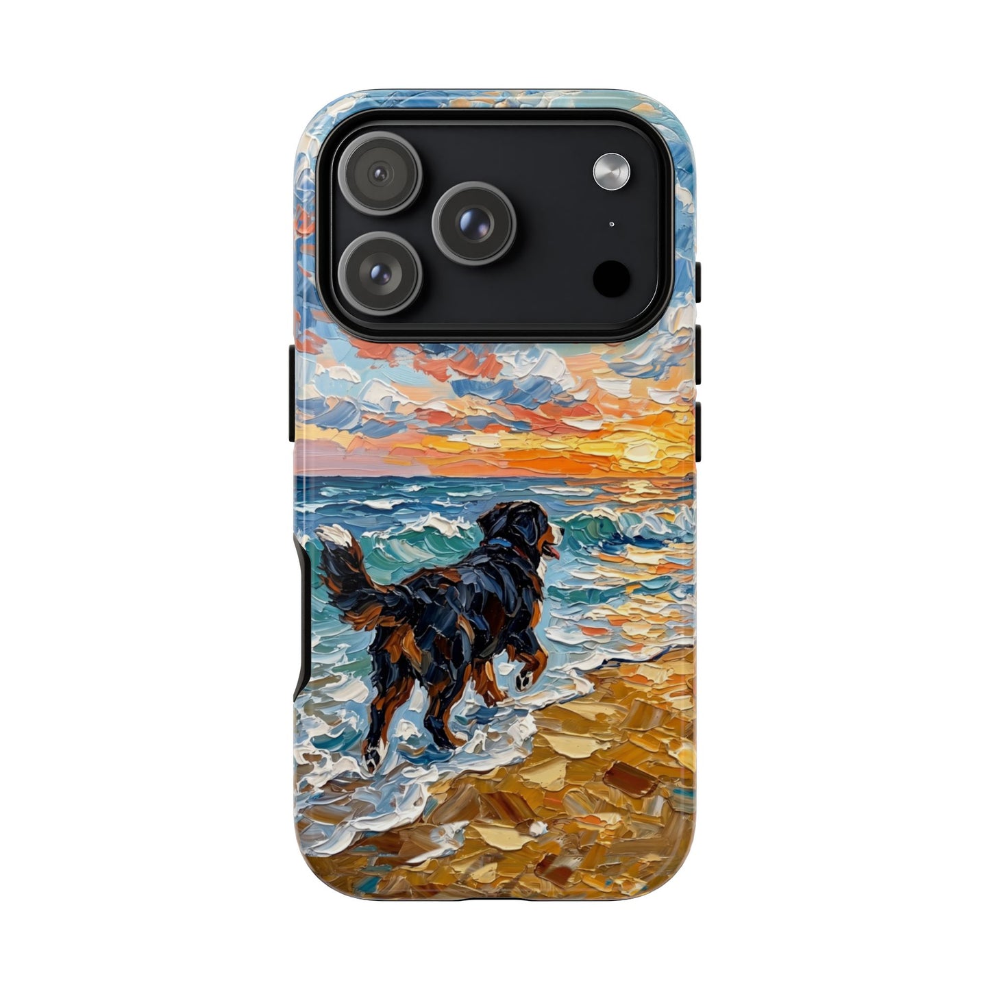 Bernese Mountain Dog Running on the Beach Art Phone Case