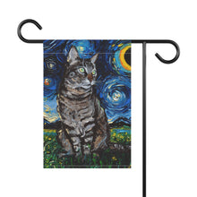Load image into Gallery viewer, Starry Night Gray Tabby Cat Garden and House Flags

