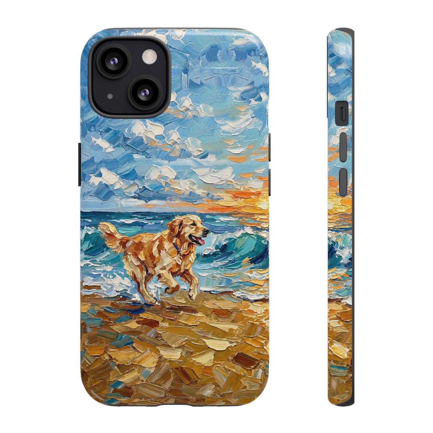 Golden Retriever Running on the Beach Art Phone Case