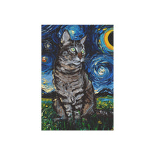Load image into Gallery viewer, Starry Night Gray Tabby Cat Garden and House Flags
