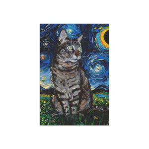 Starry Night Gray Tabby Cat Garden and House Flags