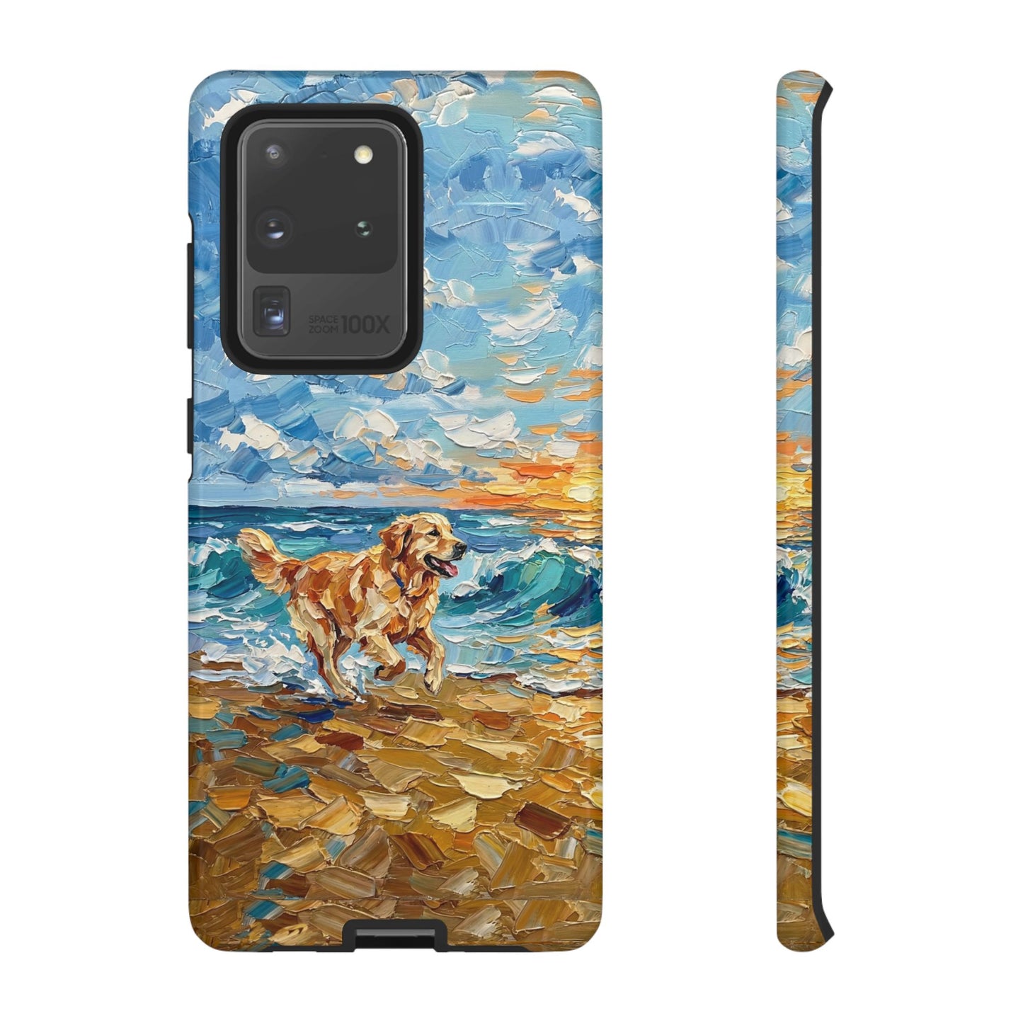 Golden Retriever Running on the Beach Art Phone Case