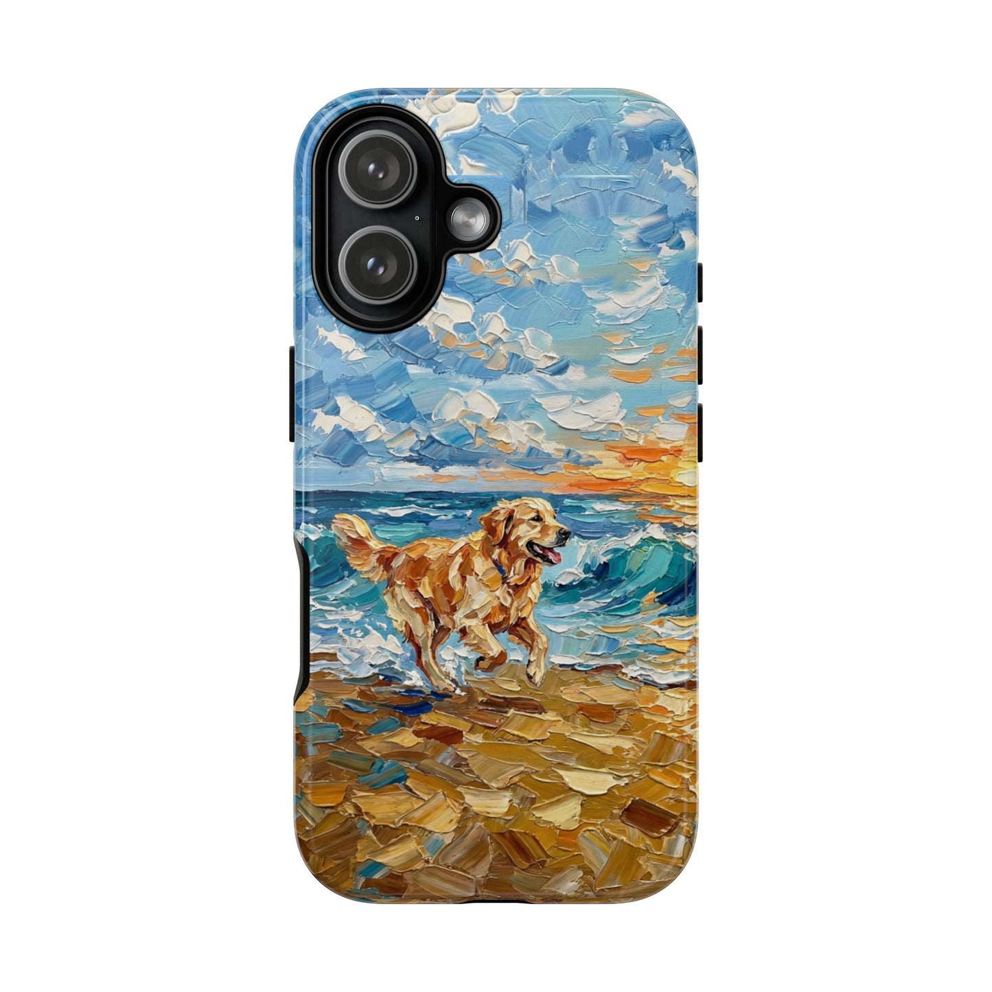 Golden Retriever Running on the Beach Art Phone Case