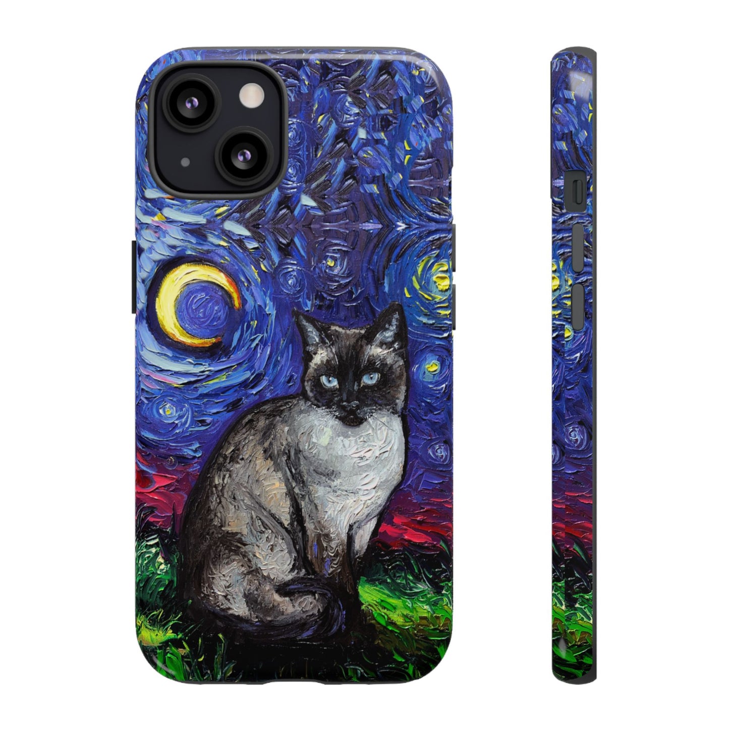 Siamese Cat Starry Night Art Phone Case