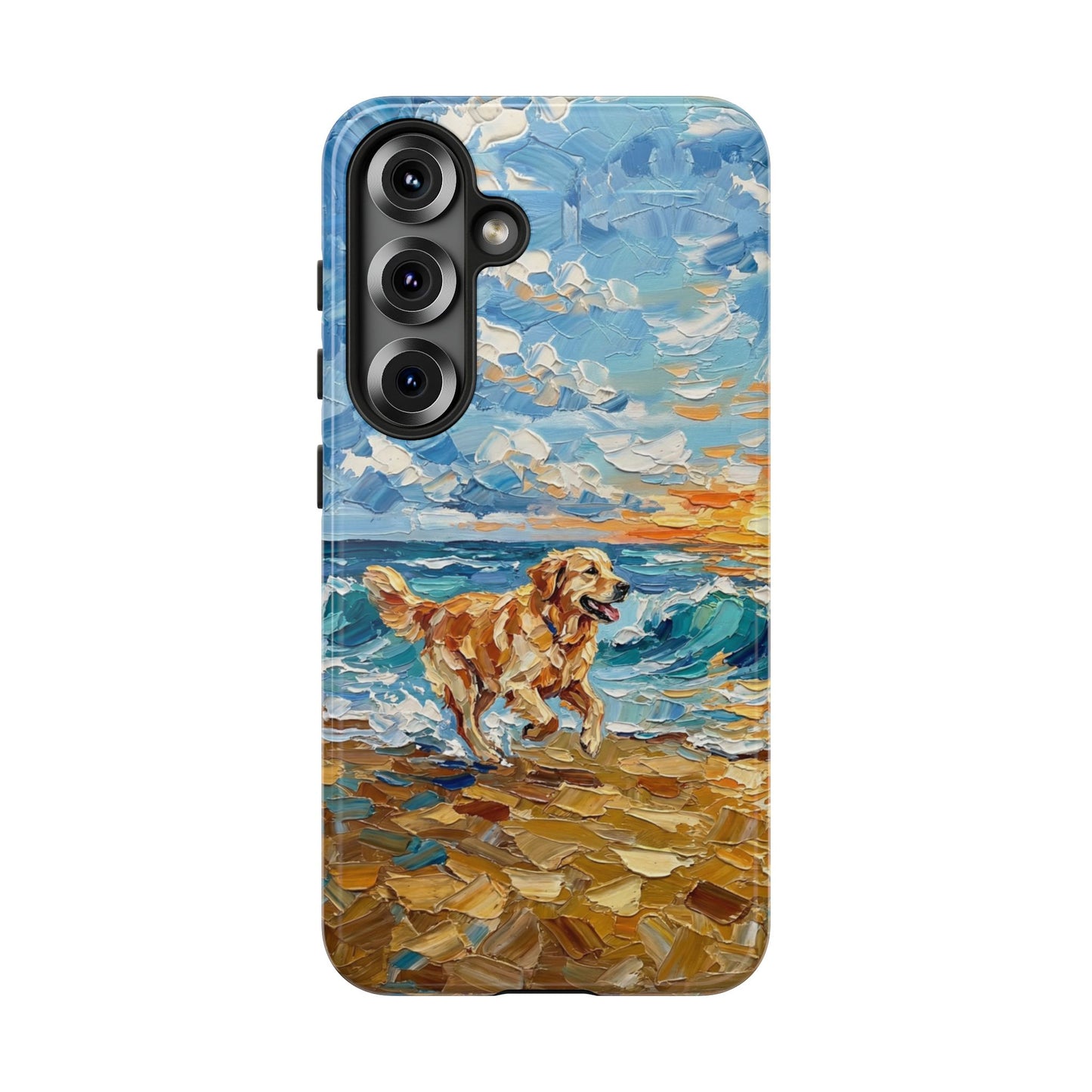 Golden Retriever Running on the Beach Art Phone Case