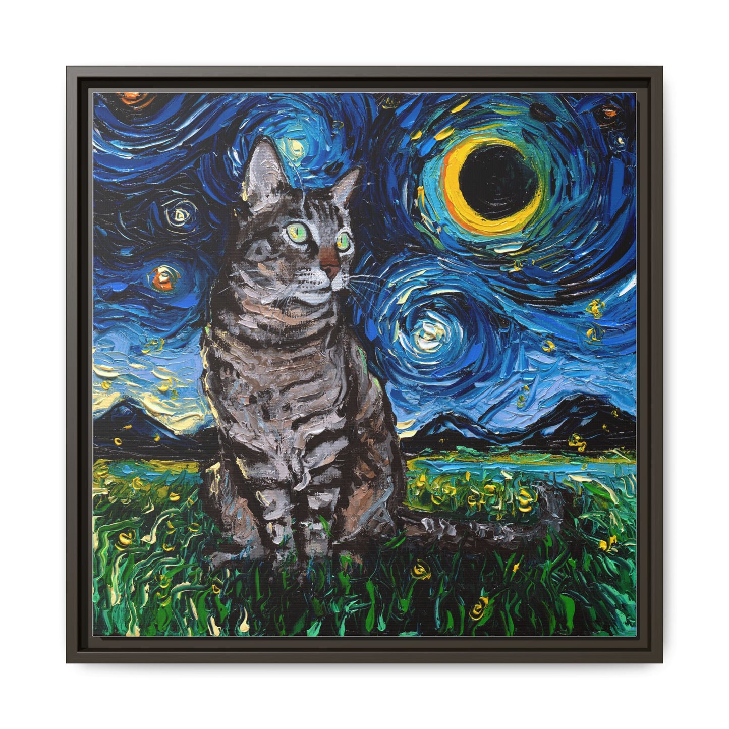"Tabby Night" Framed Canvas Wall Art