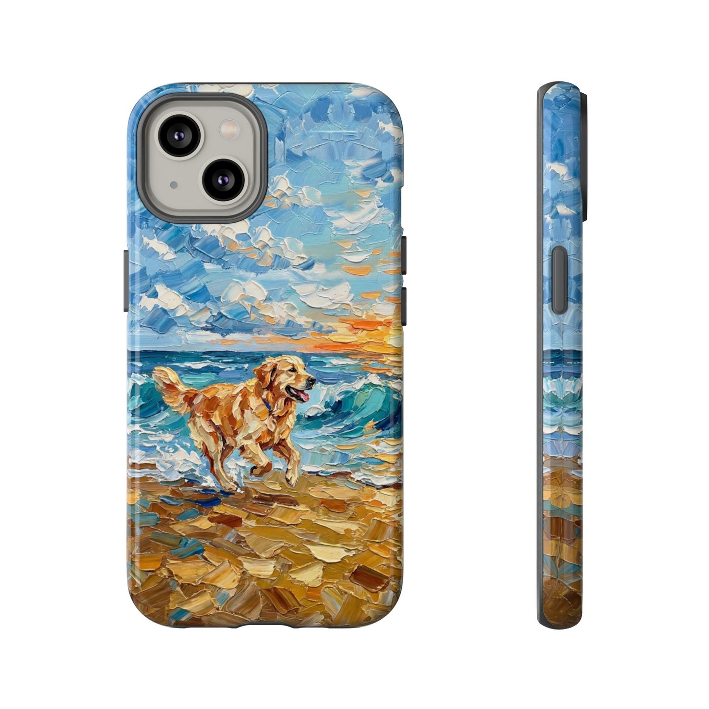 Golden Retriever Running on the Beach Art Phone Case