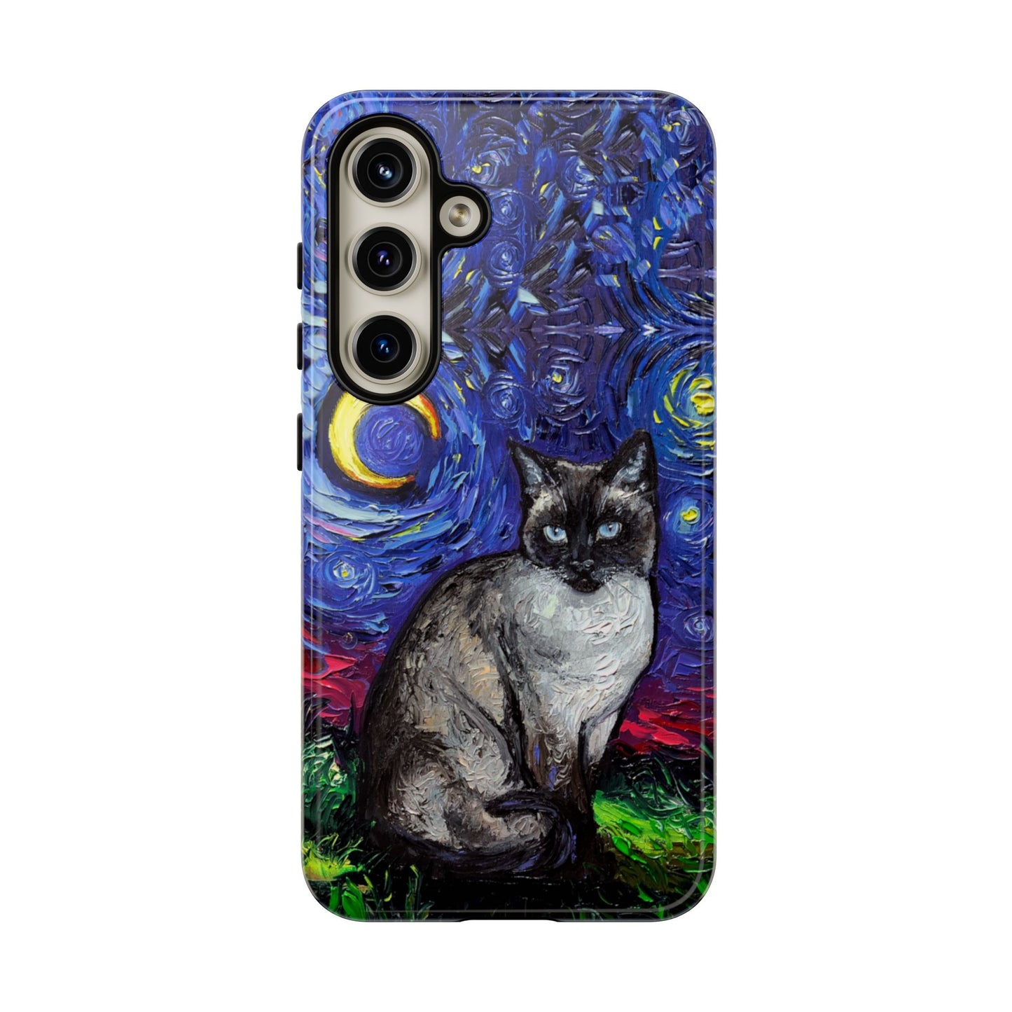 Siamese Cat Starry Night Art Phone Case