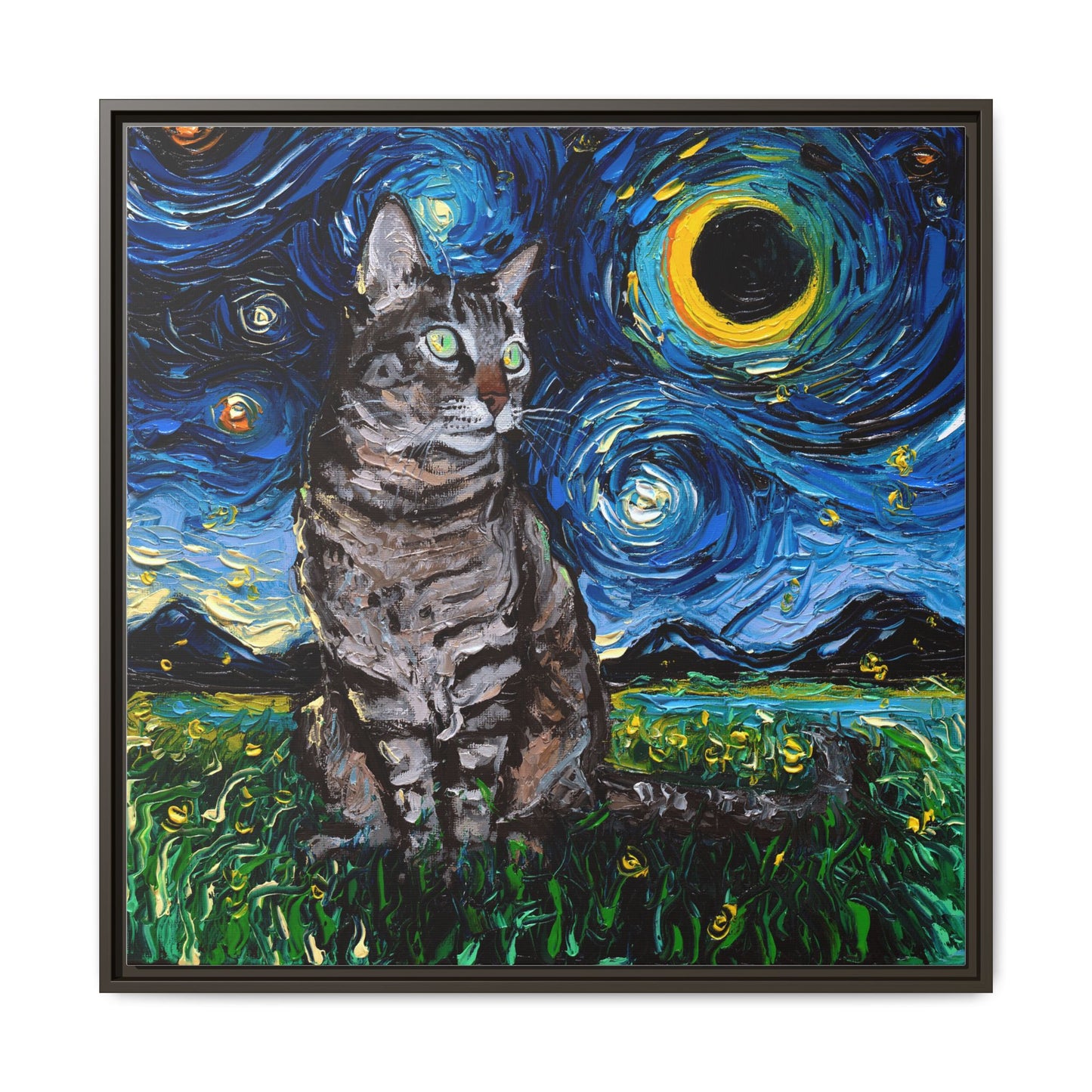 "Tabby Night" Framed Canvas Wall Art