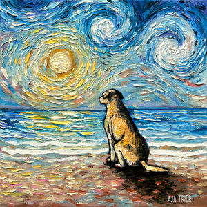 Beach Days - Yellow Labrador, 12x12 inches oil on canvas
