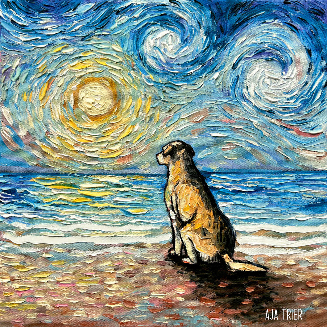 Beach Days - Yellow Labrador, 12x12 inches oil on canvas