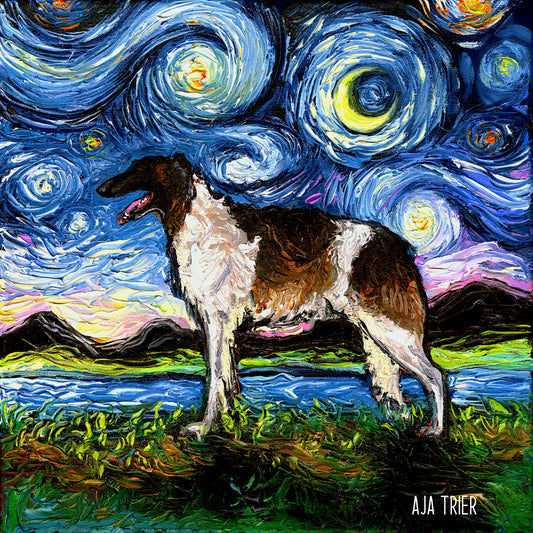 Borzoi Night, 12x12 inches oil on canvas