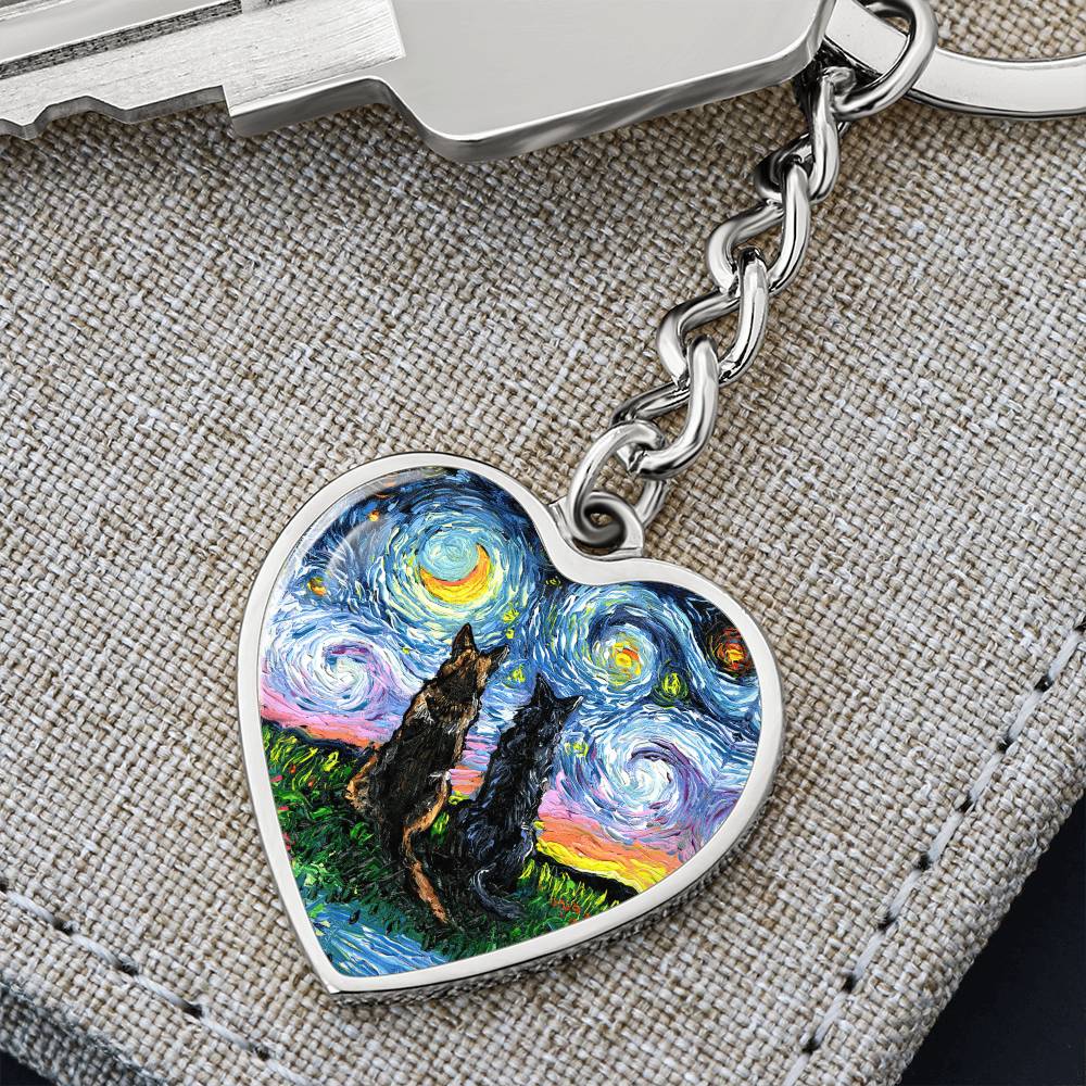 Soulmates Starry Night Heart Keychain