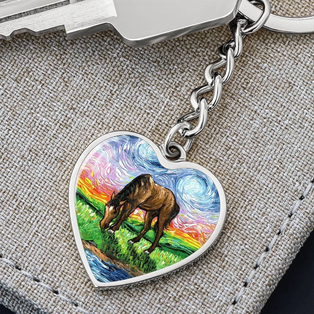 Meadow Starry Night Heart Keychain