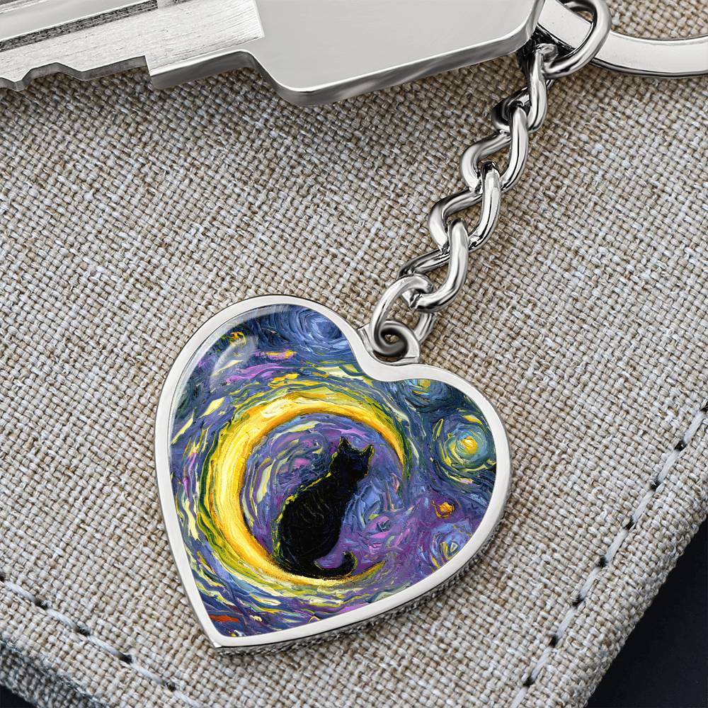 Luna Starry Night Heart Keychain